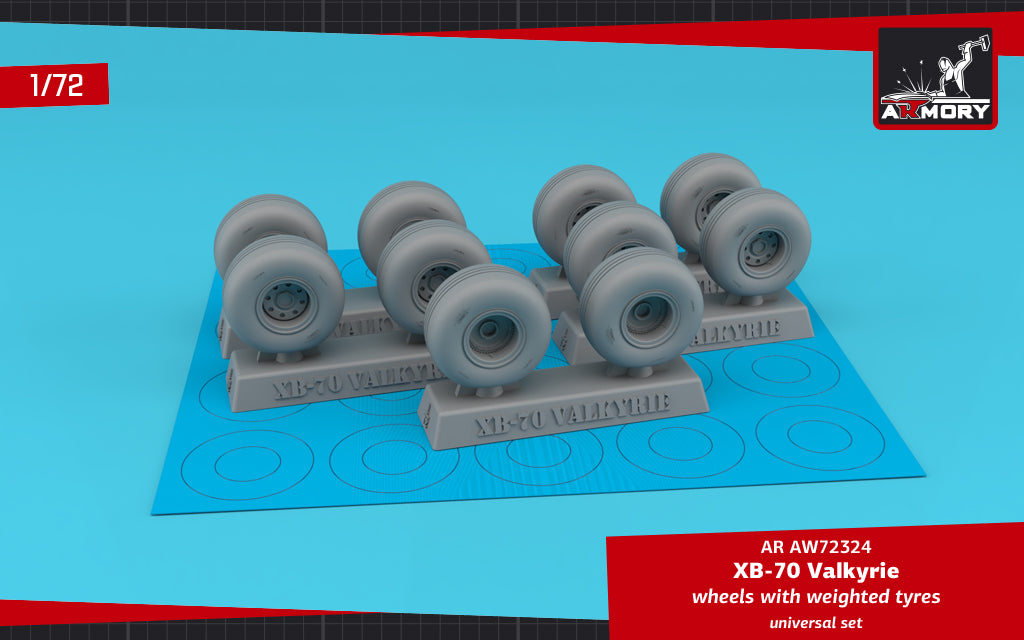 XB-70 Valkyrie wheels with weighted tyres - RETOOLED SET! AMT, (designed to be used with Italeri kits)