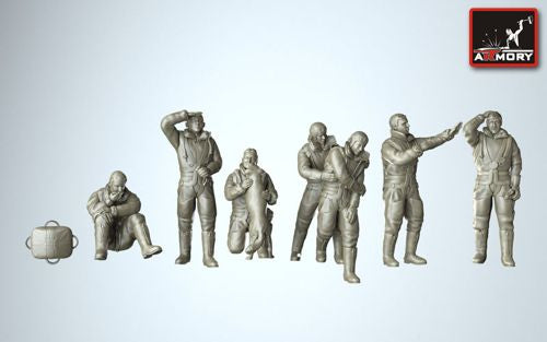 RAF WWII Heavy Bomber Crew in high-altitude outfit full set (2 figures and dog)