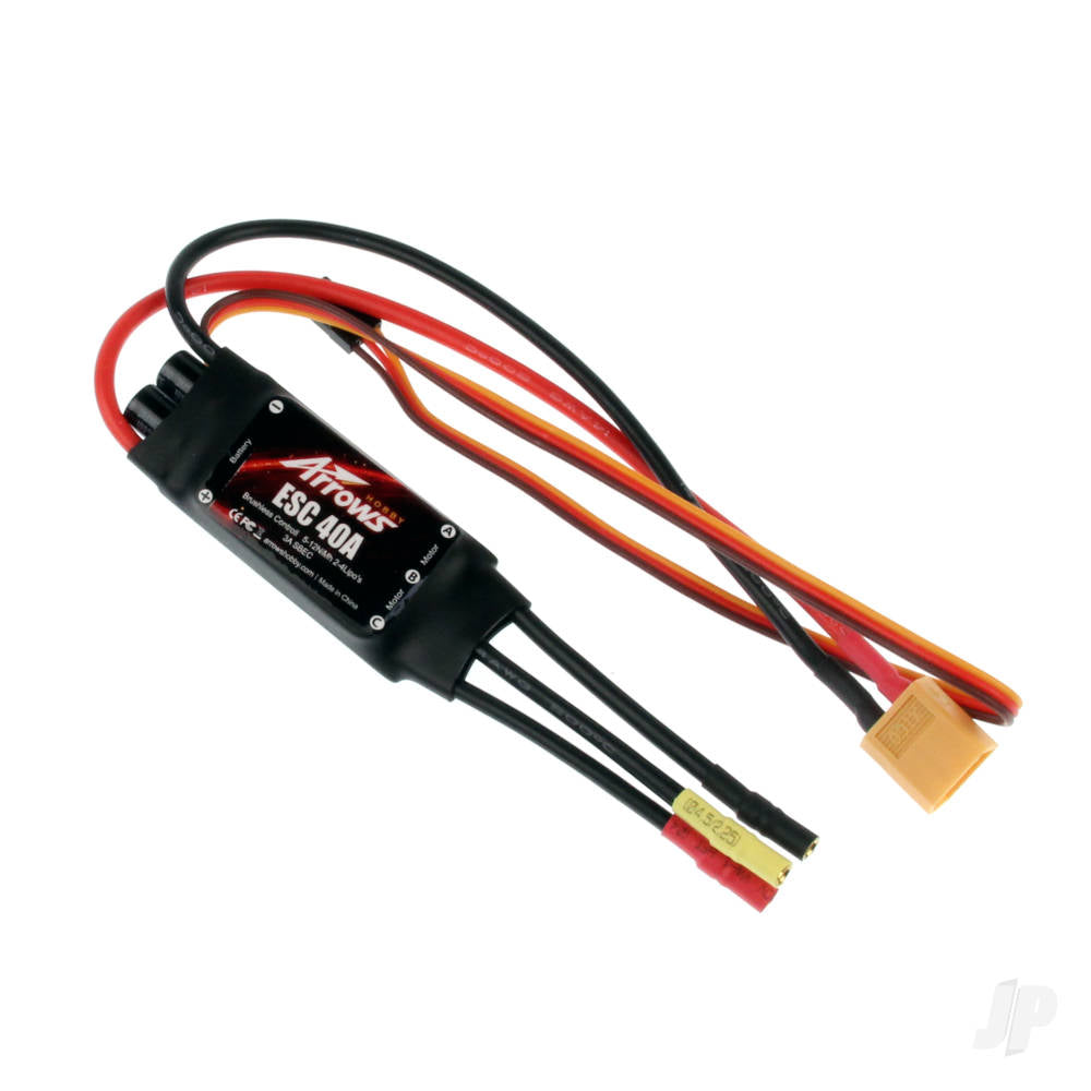 Arrows Hobby 40A ESC (200mm Input Cable) (for P-47, P51,T-28, F8F, F4U) ARRESC40A - RC Electronics