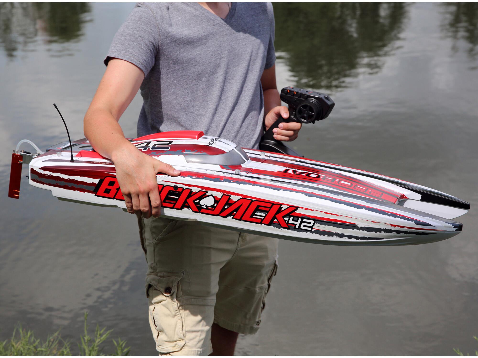 Blackjack 42" 8S Brushless Catamaran RTR: White/Red