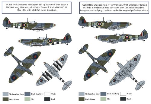 Supermarine Spitfire Mk.IXe Royal Norwegian Air Force WWII Vinyl paint mask (designed to be used with Airfix kits)