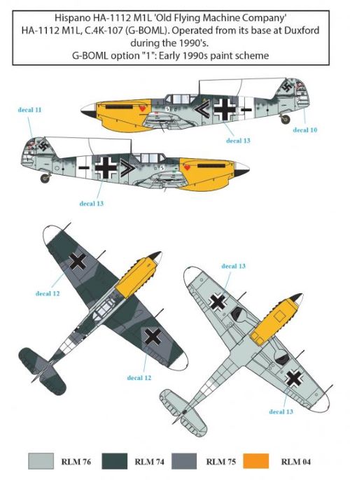 Messerschmitt Bf-109/HA-1112 1990s Airshow Star Decals