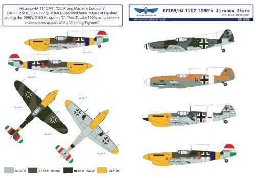 Messerschmitt Bf-109/HA-1112 1990s Airshow Star Decals