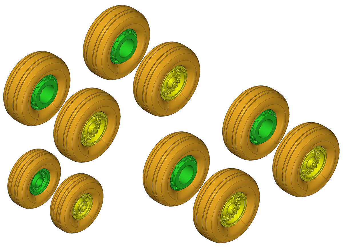 BACK IN STOCK!!! Boeing 767 Wheels weighted early type (designed to be used with Zvezda kits)