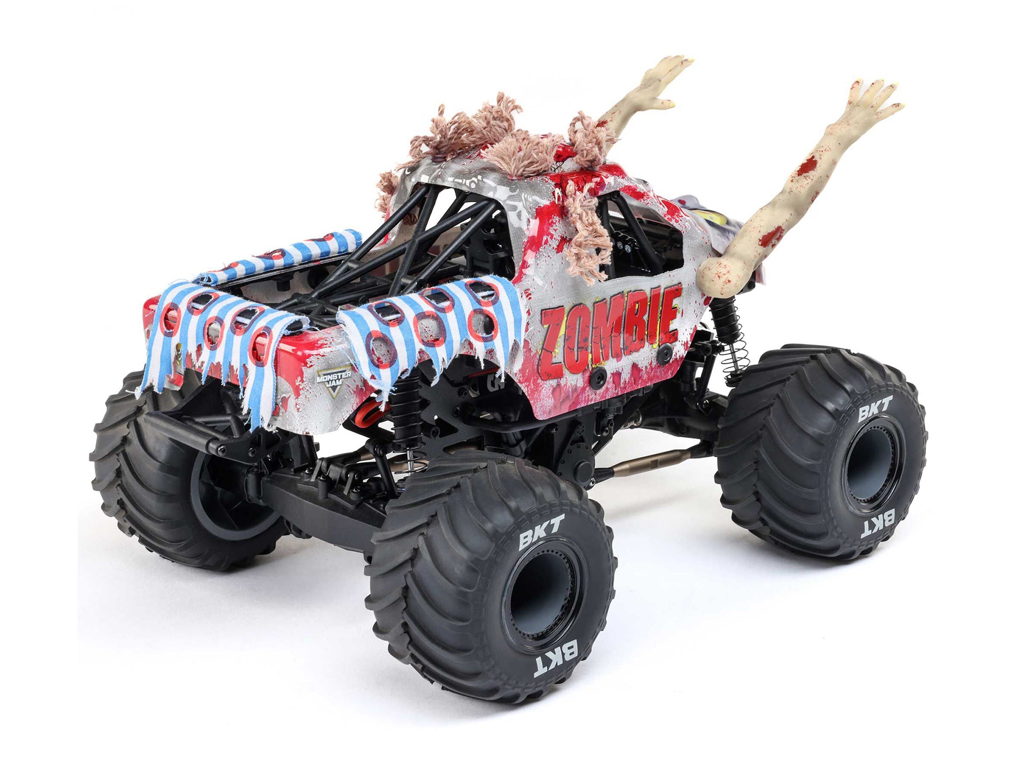 Losi 1/18 Mini LMT Zombie Monster Truck showcasing its detailed undead design and unique zombie-themed features.
