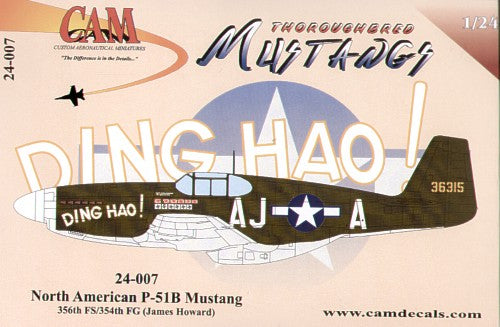 North-American P-51B Mustang (1) 36315 AJ-A 356FS James Howard 'Ding Hao!'