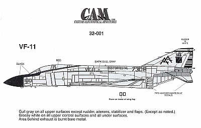 McDonnell F-4J Phantom 157308 AA/100 VF-11 Red Rippers CAG USS Forrestal