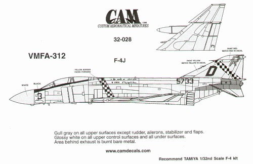 McDonnell F-4J Phantom 155733 DR/3 VMFA-312 Checkerboards