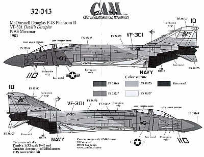 McDonnell F-4S 155749 AA/110 VF-301 Ferris camouflage schemes 1983