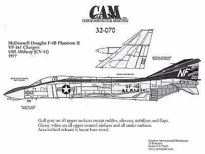 McDonnell F-4B Phantom (1) 151433 NF/100 VF-161 Chargers CAG USS Midway 1977
