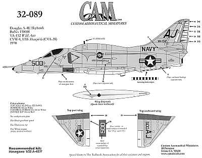 Douglas A-4E Skyhawk (1) 150001 AJ/500 VA-152 Wild Aces CAG USS Shangri-La 1970