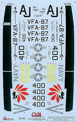 McDonnell-Douglas F/A-18C Hornet (1) 164632 AJ/400 VFA-87 Golden Warriors USS Theodore Roosevelt 1999