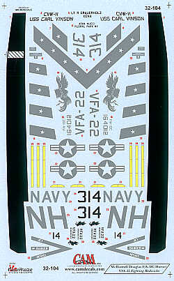 McDonnell-Douglas F/A-18C Hornet (1) 164012 NH/314 VFA-22 Fighting Redcocks USS Carl Vinson 1999