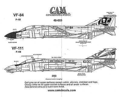 McDonnell F-4B Phantom 151474 AG/08 VF-84 Jolly Rogers USS Independence; 151000 NL/200 VF-111 Sundowners CAG USS Coral Sea