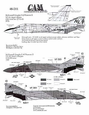 McDonnell F-4J/F-4S (2) McDonnell F-4J 153817 NL/101 VF-191 USS Coral Sea 1976 Bi-Centennial; F-4S 155749 AA/110 VF-301 NAS Miramar 1983 Ferris camo