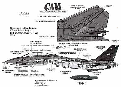 Grumman F-14A Tomcat (1) 161621 NF/100 VF-154 Black Knights USS Independence 1996;