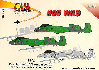 Fairchild A-10A Thunderbolt II (3) 79-0147/BD 917 TFW Barksdale 1988 AFRES; 77-0205/NO 23 TFW Desert Storm. Both Euro 1 camouflage; 82-0656/SP 52FW Spangdahlem 1993 grey