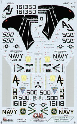 CAM Grumman Ea-6B Prowlers (2) 161350 Aj/500 Vaq-141 Shadowhawks Uss Enterprise Op Enduring Freedom 2001 Cam48101