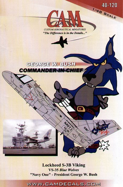 BACK IN STOCK!!! Lockheed S-3B Viking (1) 159387 NK/700 VS-35 USS Abraham Lincoln NAVY 1 as used by President George W. Bush for first deck landing