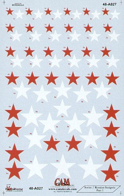 Soviet Red Stars National Insignia, 5 sizes. Can be used with or without white outline