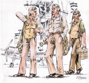 U.S. Navy pilots WWII x 3