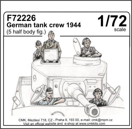 German 1944 tank crew x 5 upper torso only figures