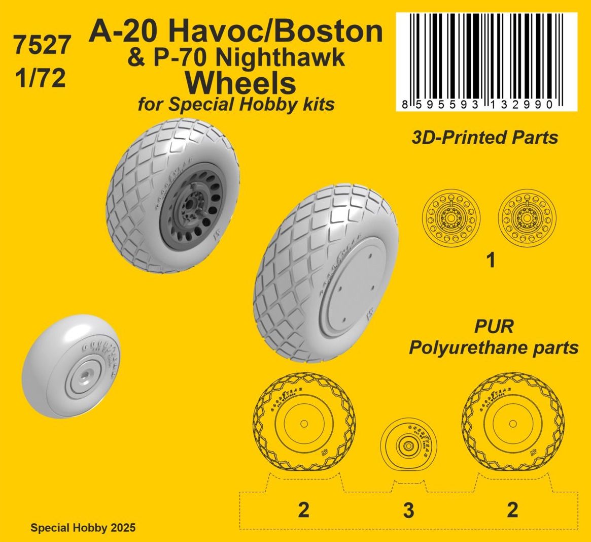 Douglas A-20 Havoc/Boston Wheels (designed to be used with Special Hobby kits)