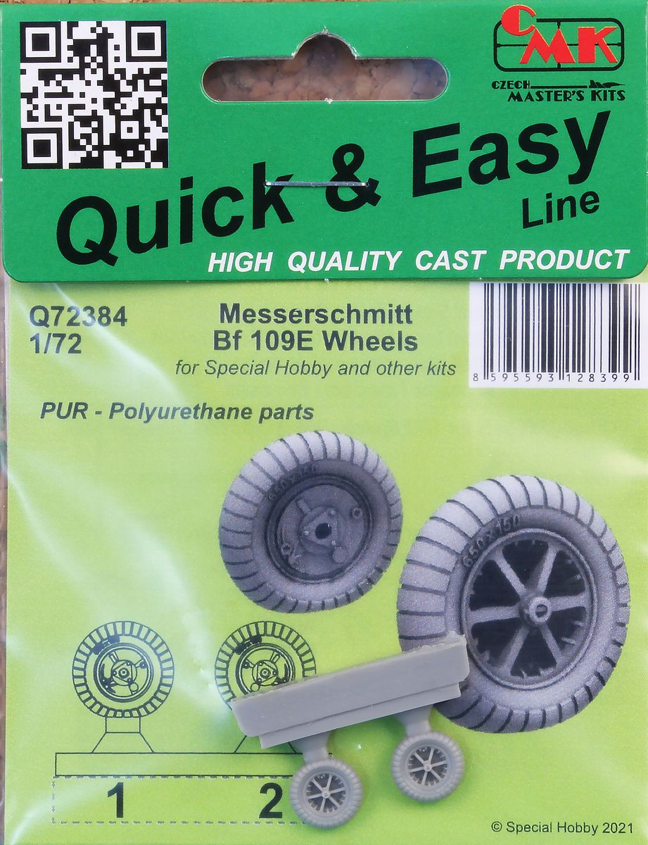 Messerschmitt Bf-109E Wheels (designed to be used with Special Hobby kits) Resin wheel full of realistic details, designed for the new and superb Bf-109E kit