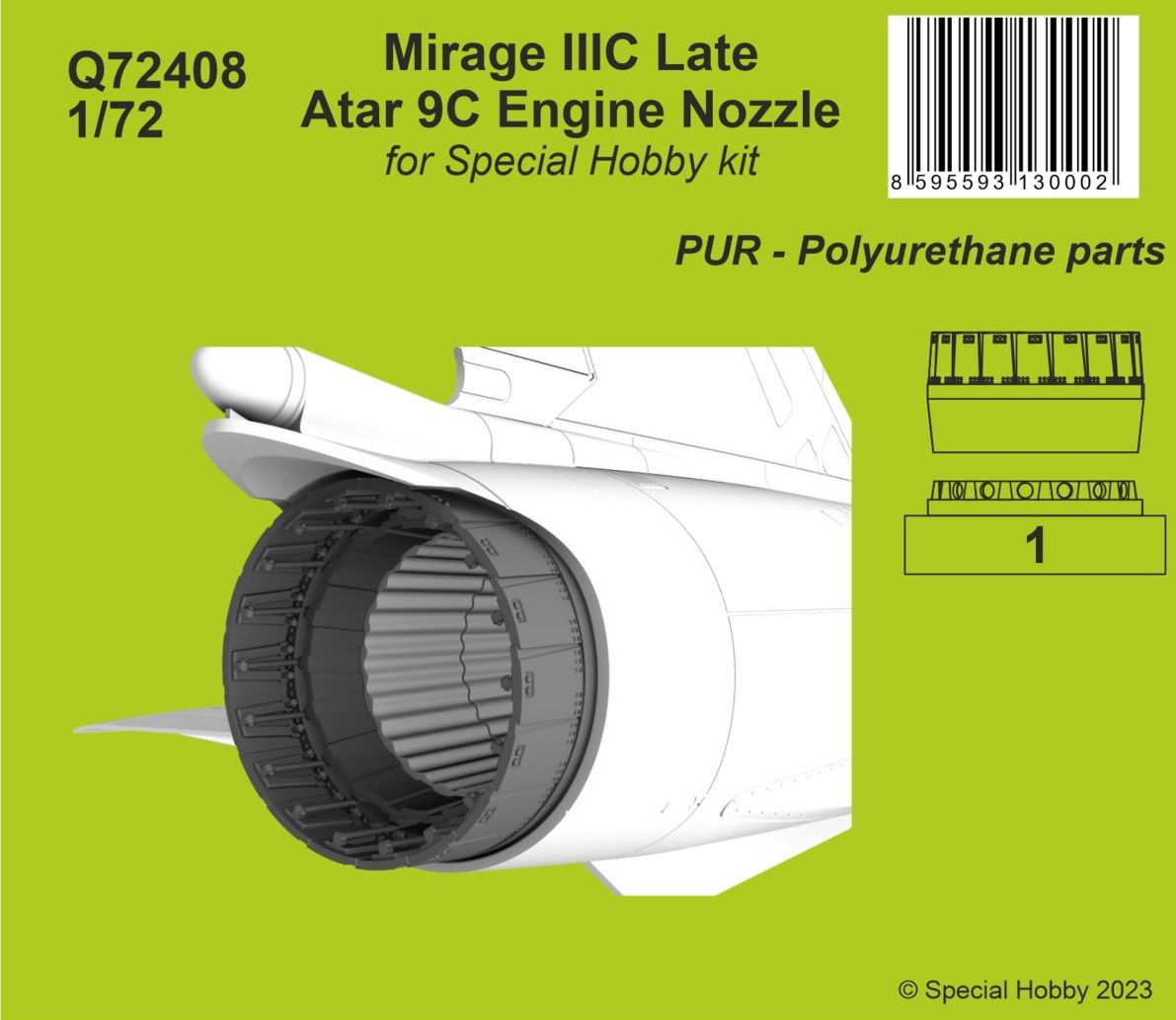 Dassault_Mirage IIIC Late - Atar 9C Engine Nozzle (designed to be used with Special Hobby kits) The Atar 9C engine nozzle for the improved Israeli Mirage IIICJ jets.