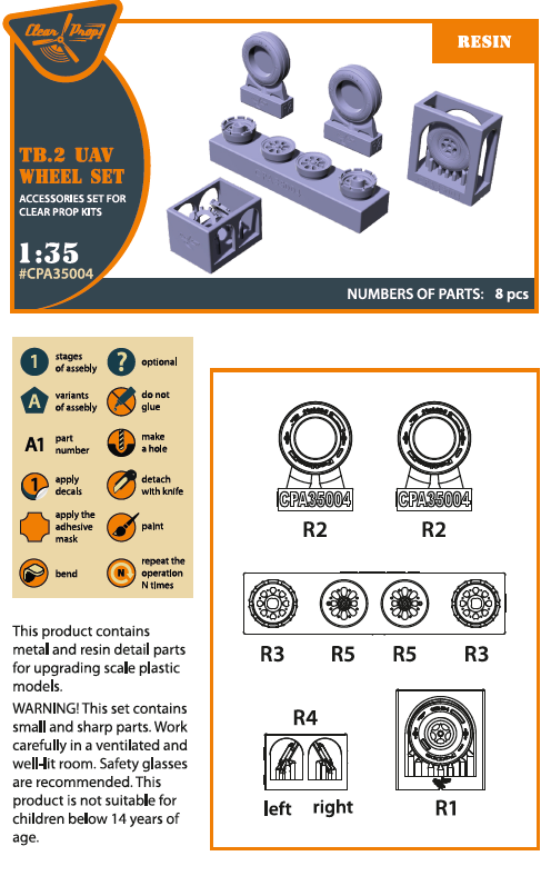 TB.2 UAV wheel set (designed to be used with Clear Prop Models kits)