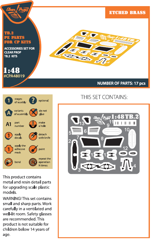 Bayraktar TB.2 Unmanned Aerial Vehicle PE parts (designed to be used with Clear Prop Models kits)