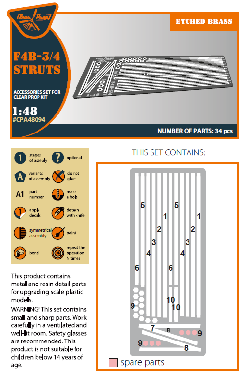 Boeing F4B-3/4 Struts (designed to be used with Clear Prop Models kits)
