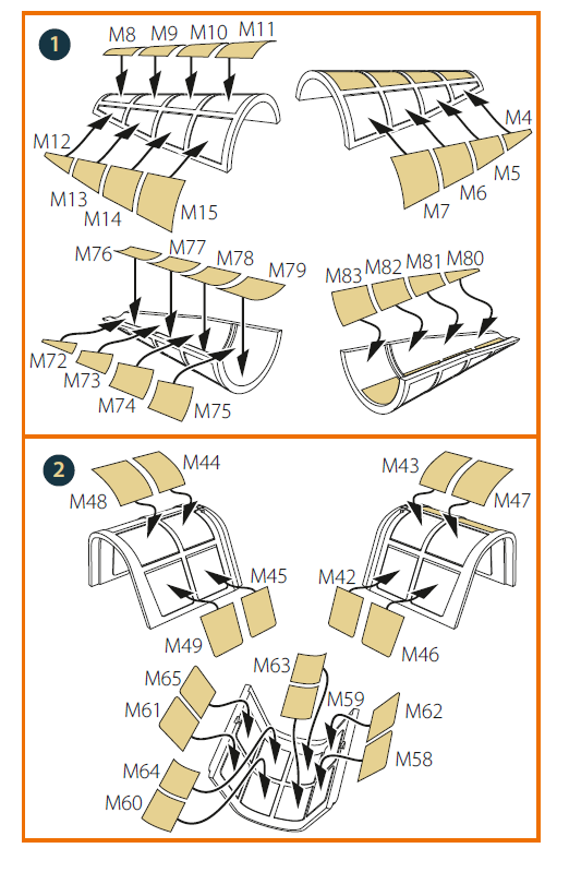 Aichi D3A2 'Val' IJN Type 99 open canopy paint mask (designed to be used with Wingsy kits)