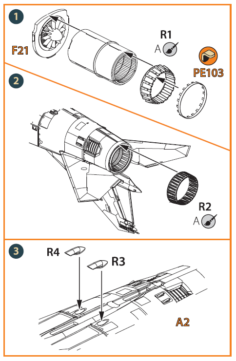 Mikoyan MiG-23ML, MiG-23MLD, MiG-23P, MiG-23MLAE Exhaust and air scoops (designed to be used with Clear Prop Models kits)