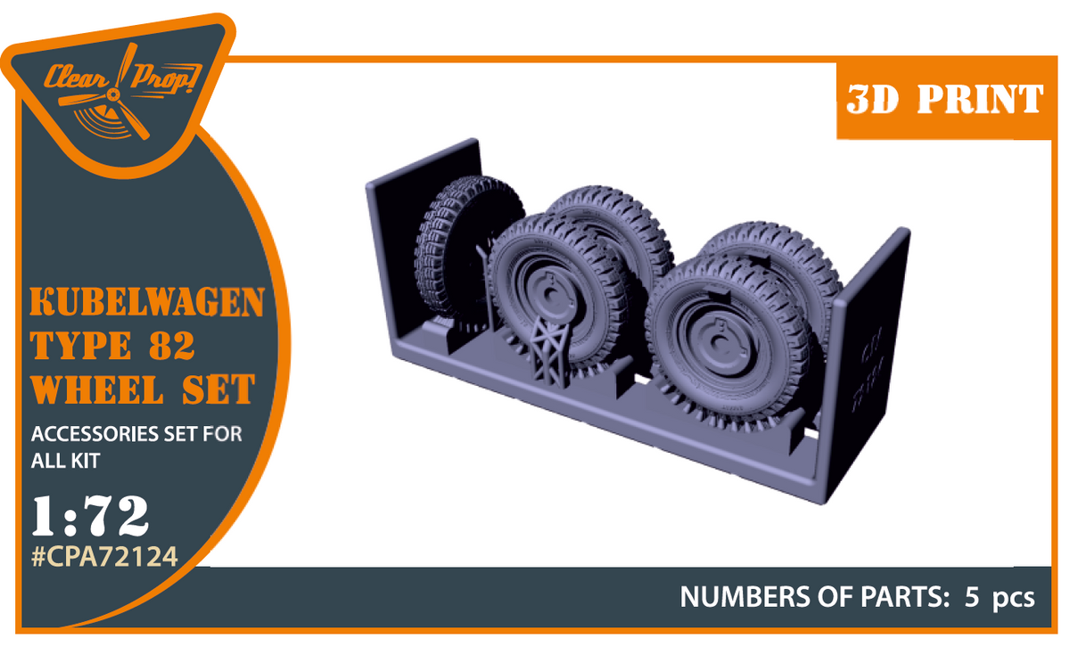 Kubelwagen type 82 Wheel set (designed to be used with Academy, Dragon, Fujimi, Hobby 2000, Hasegawa, Italer and S-Model kits)