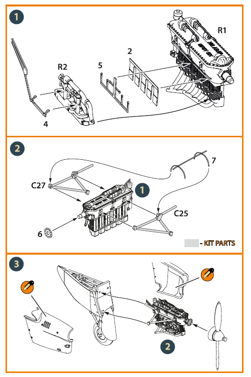 de Havilland DH.88 Comet engine set 3D-printed (designed to be used with Clear Prop Models kits)