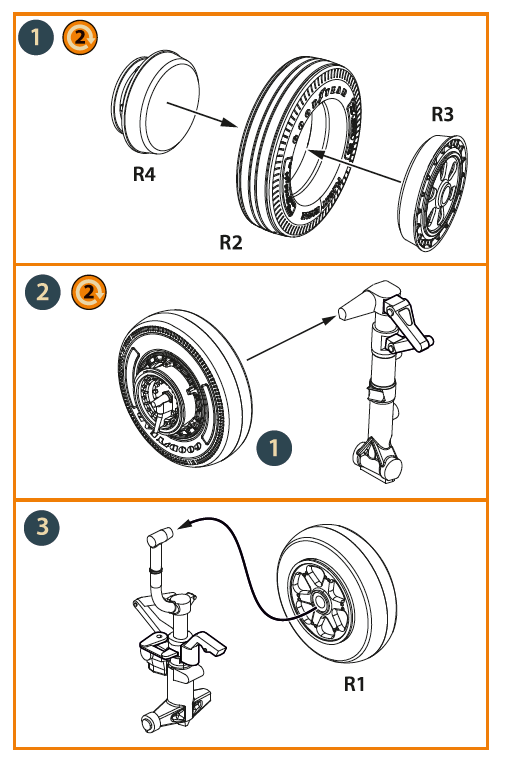 North-American F-86A Sabre wheel set type 2 3D-Printed (designed to be used with Clear Prop Models kits)