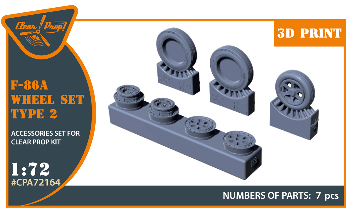 North-American F-86A Sabre wheel set type 2 3D-Printed (designed to be used with Clear Prop Models kits)