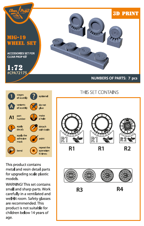 Mikoyan MiG-19P/MiG-19PM wheel set (designed to be used with Clear Prop Models kits)