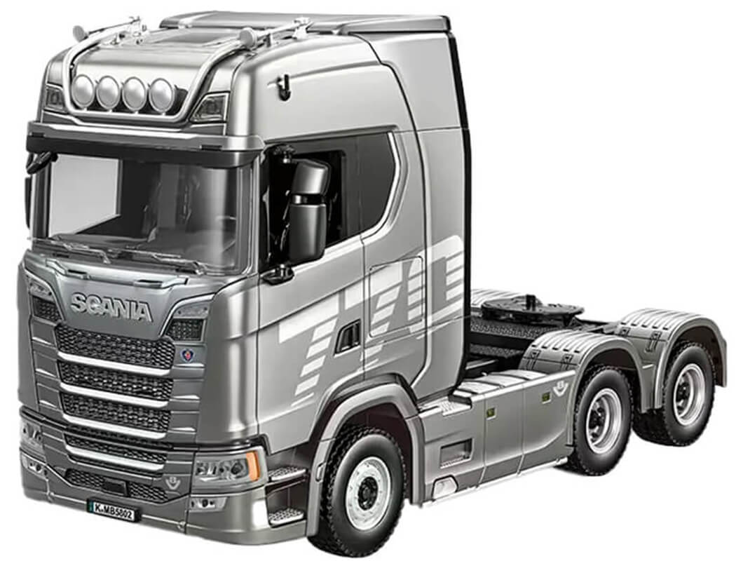 Silver Scania truck on a white background