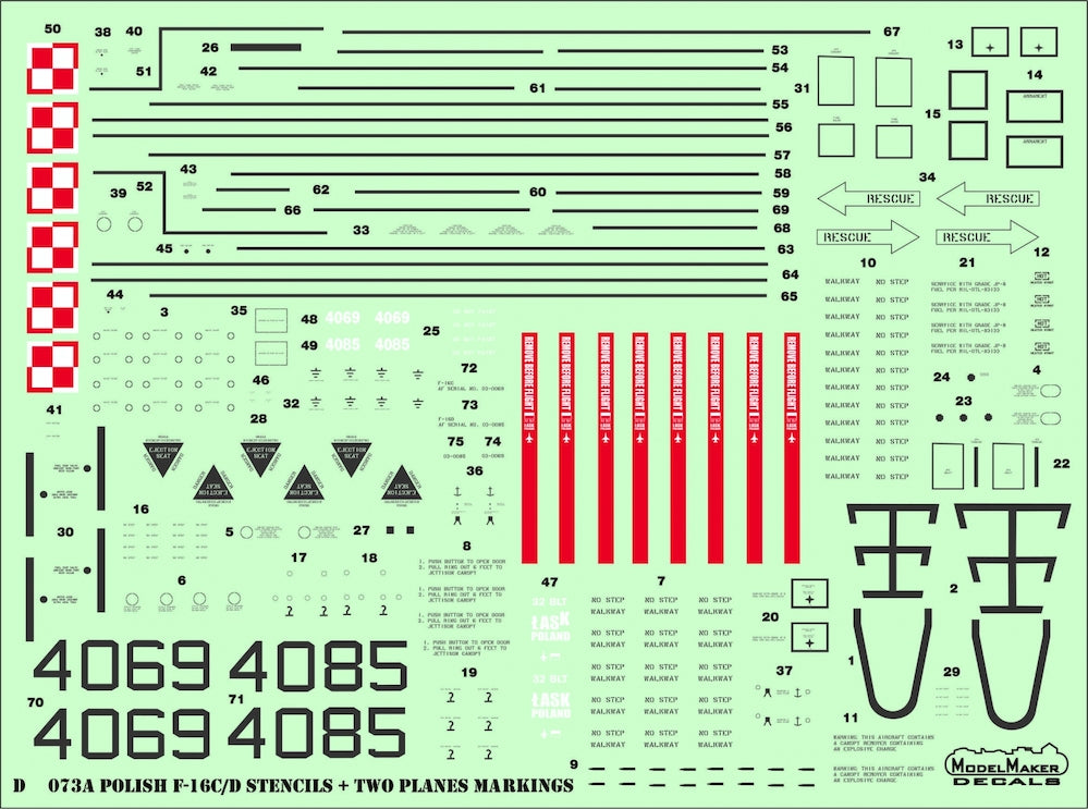 Polish Lockheed-Martin F-16C/F-16D Stencils