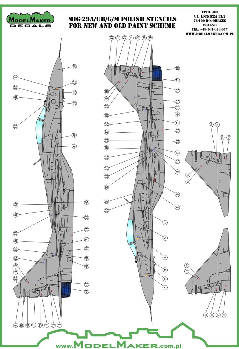 Re-printed!!! Mikoyan MiG-29 Polish stencils