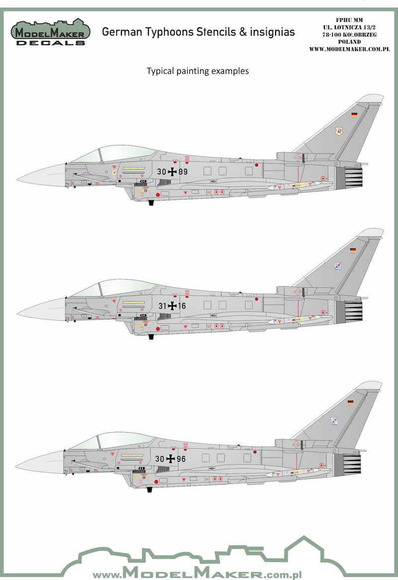 German Eurofighter EF-2000A Typhoon Stencils and insignias