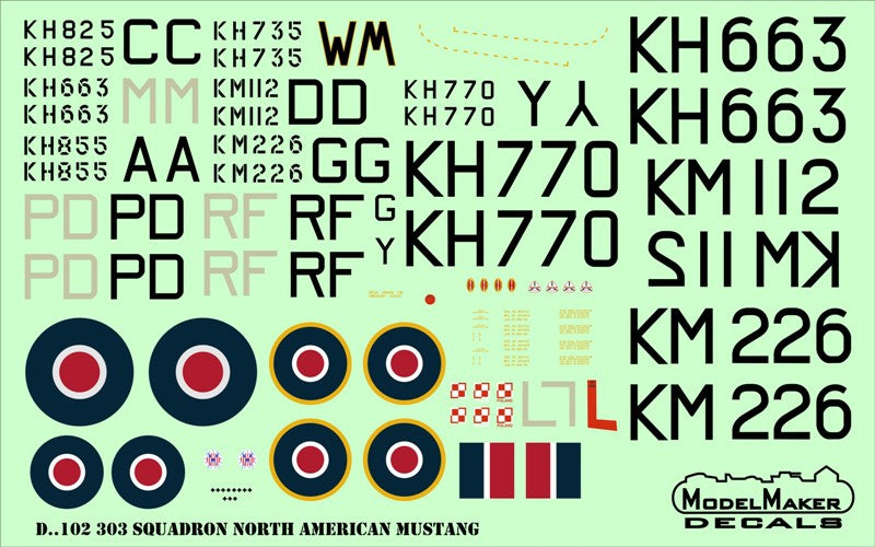 RE-PRINTED!!! 303 Squadron North-American P-51D Mustangs