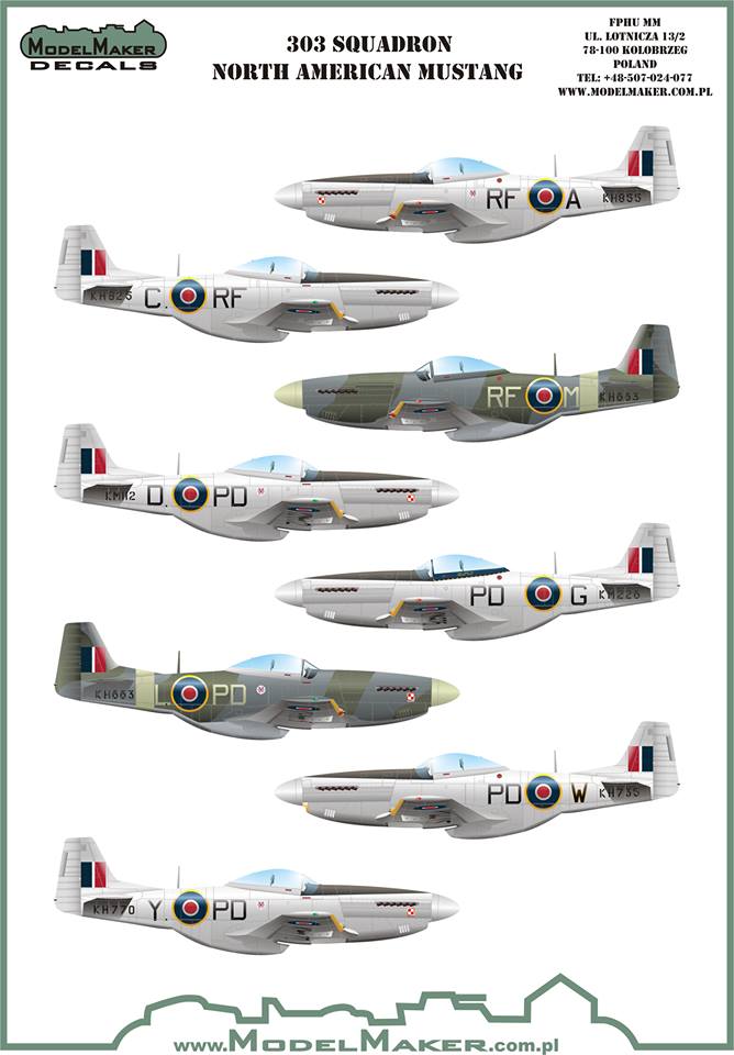 RE-PRINTED!!! 303 Squadron North-American P-51D Mustangs