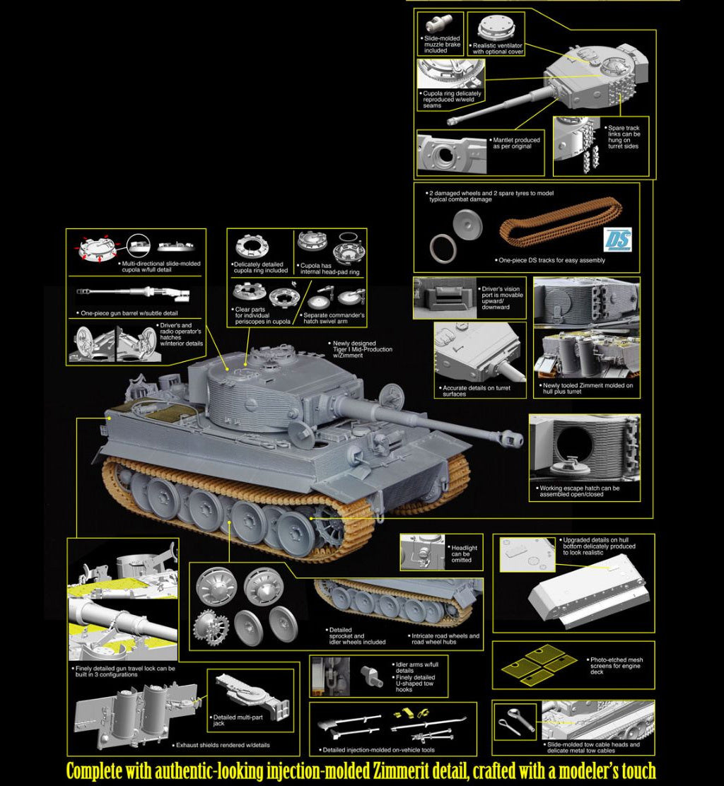 Dragon 1/35 Tiger I Mid-Produciton W/Zimmerit D6700