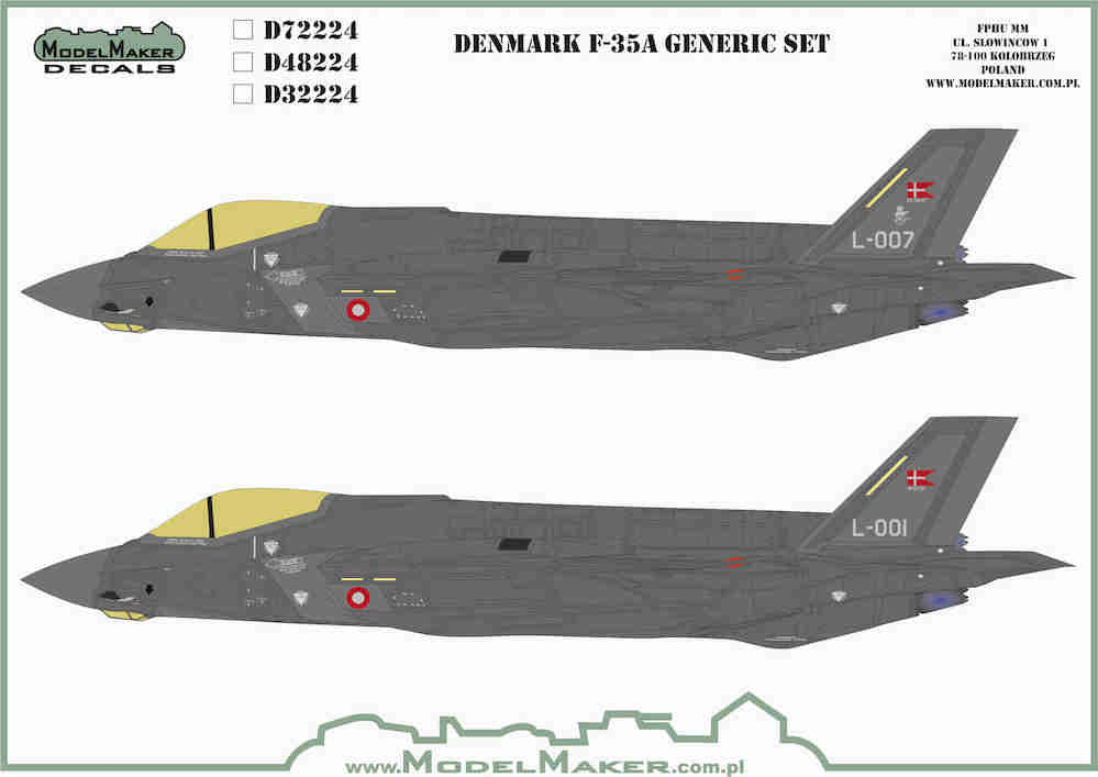 Denmark Lockheed-Martin F-35A Lightning II - generic stenciling set