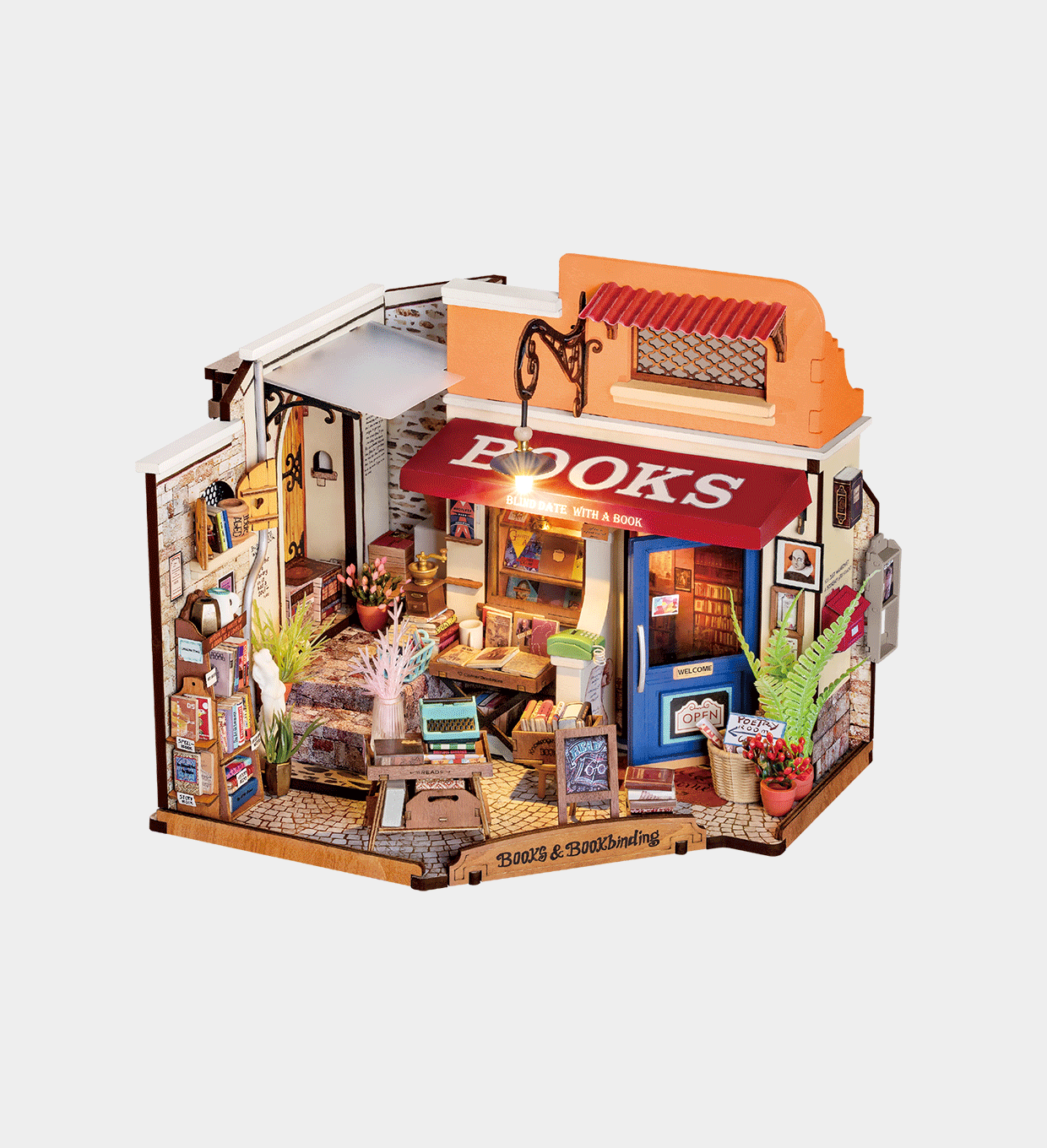 Rolife Corner Bookstore DIY Miniature House Kit DG164 1