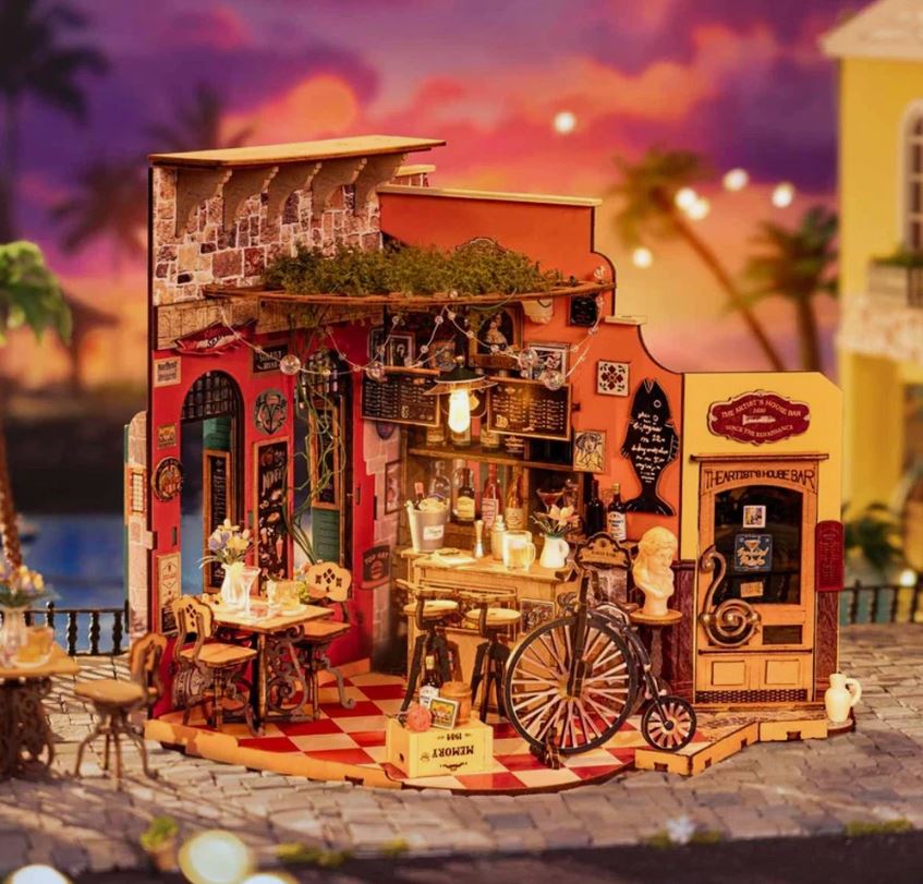 Rolife Cheers Bar & Dining Restaurant DIY Miniature Dollhouse Kit DG173 Rolife