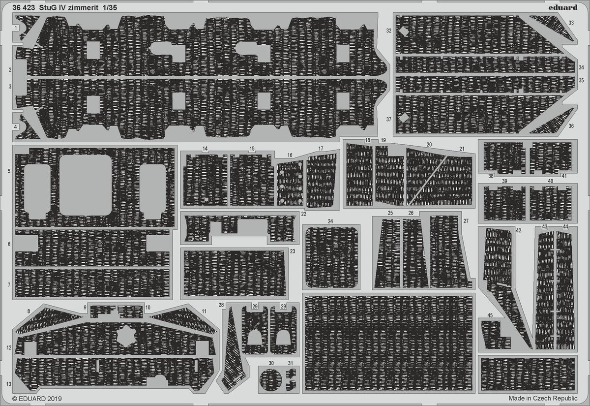 Sturmgeschutz/StuG.IV (designed to be used with Academy kits) This BiG-Ed set includes all these Eduard sets.....ED36369 Tie Downs and Straps German STEEL ED36419 StuG IV ED36420 StuG IV Schurzen/Schürzen ED36423 StuG IV zimmerit